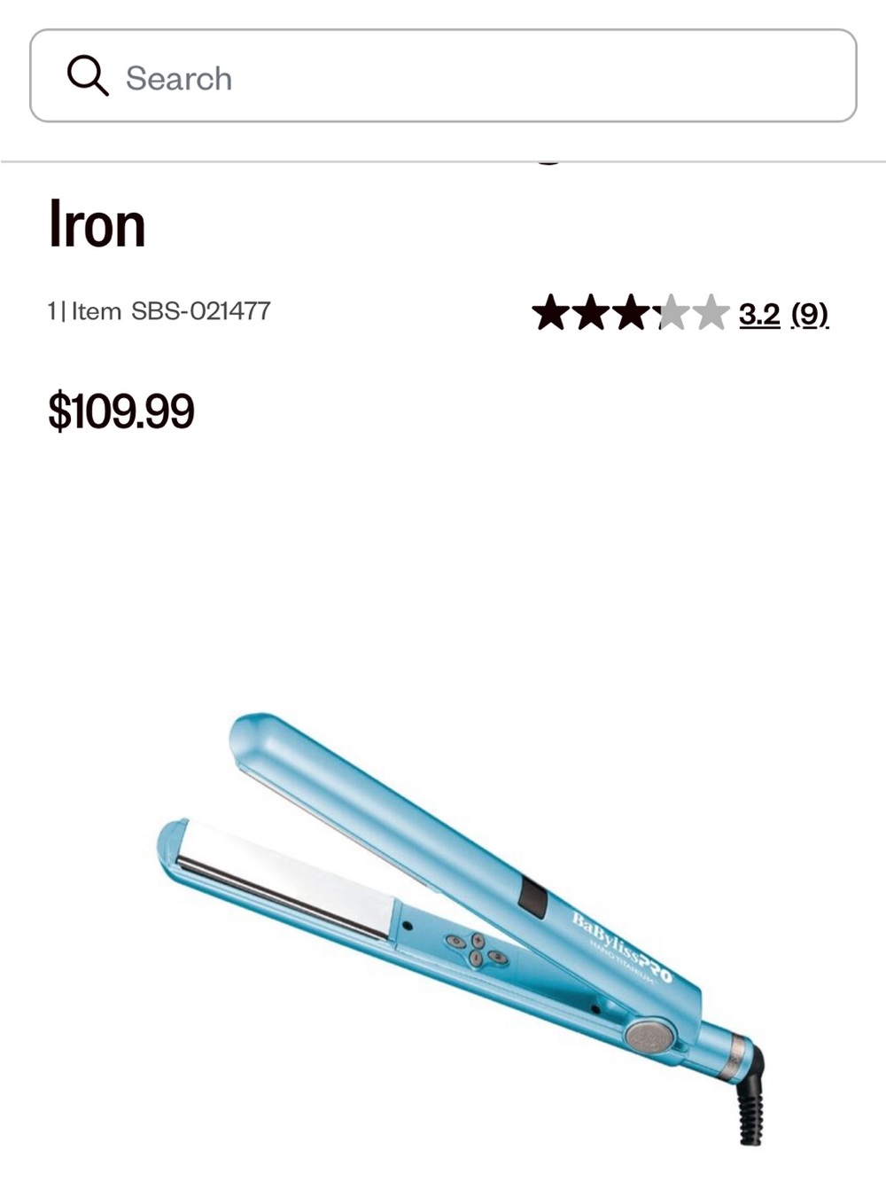 BaByliss turquoise and silver hair straightener